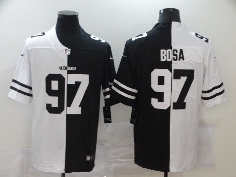 Men San Francisco 49ers 97 Bosa Black white Half version 2020 Nike NFL Jerseys